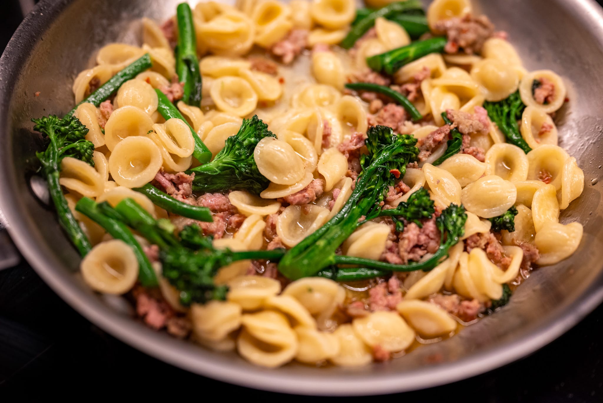 Orecchiette with sausage and tenderstem broccoli
