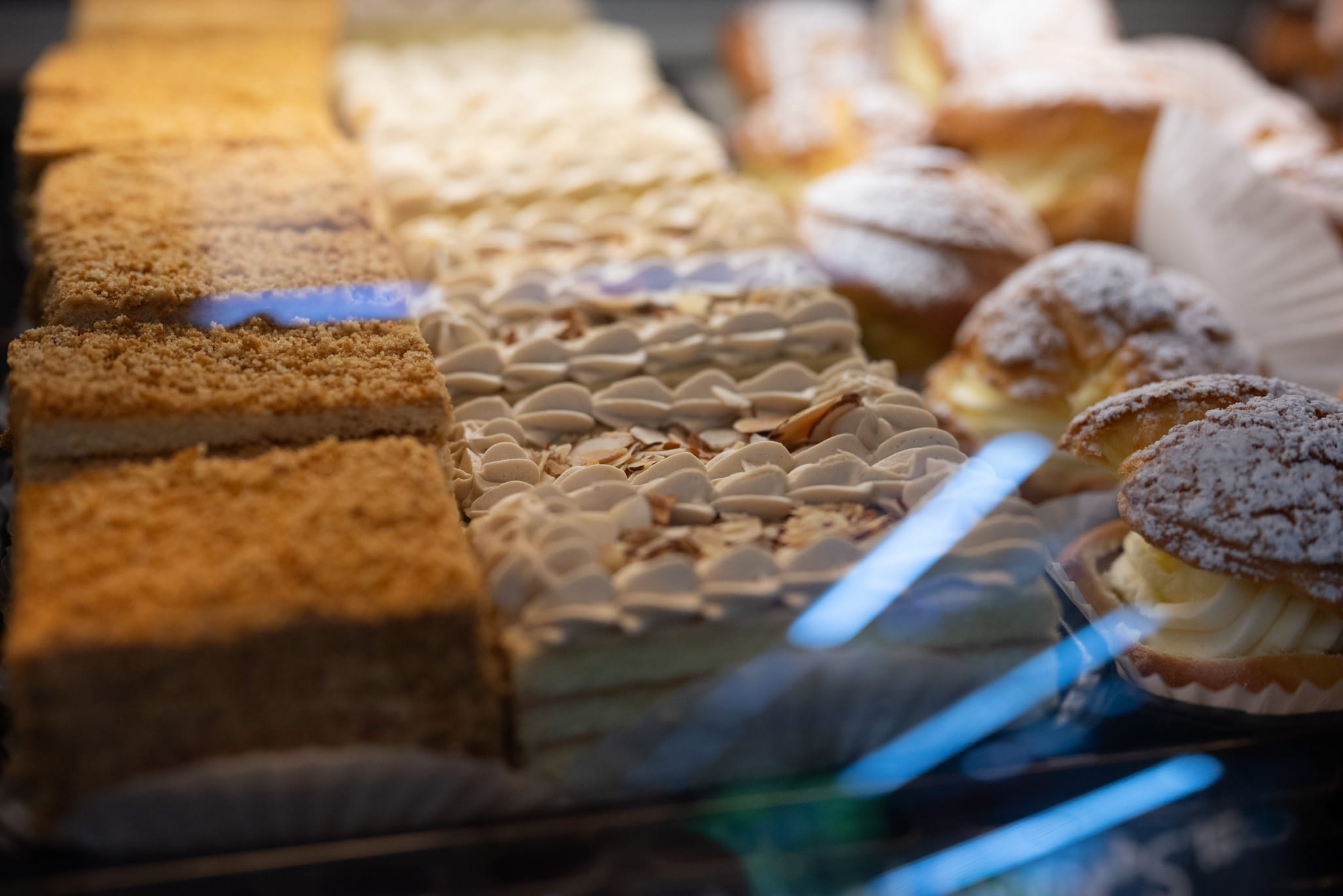 Pastries at Cinderella in a displays case