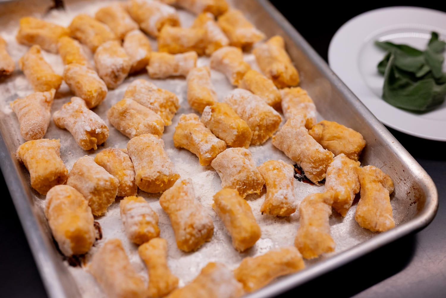 Squash gnocchi on a tray
