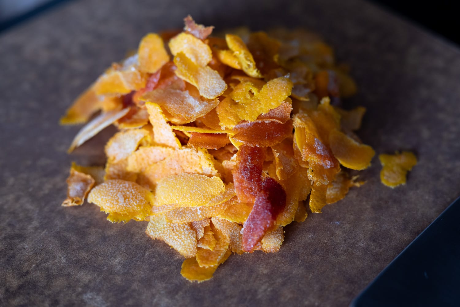 Citrus peel on a board