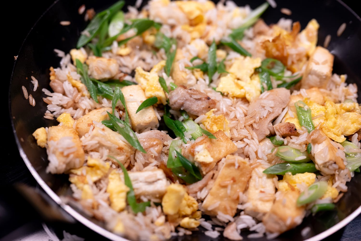Fried rice in a pan