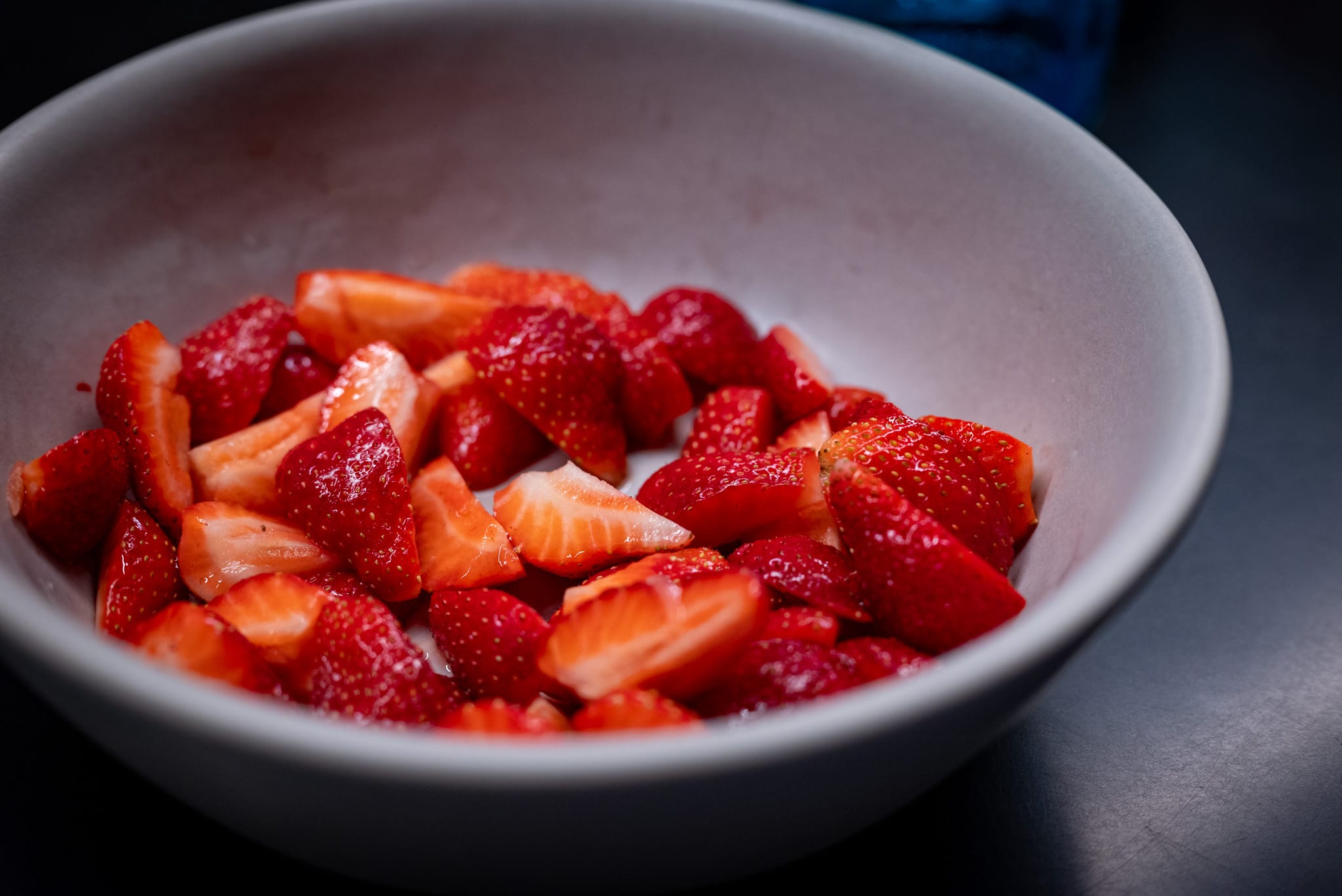 Strawberries macerated in gin