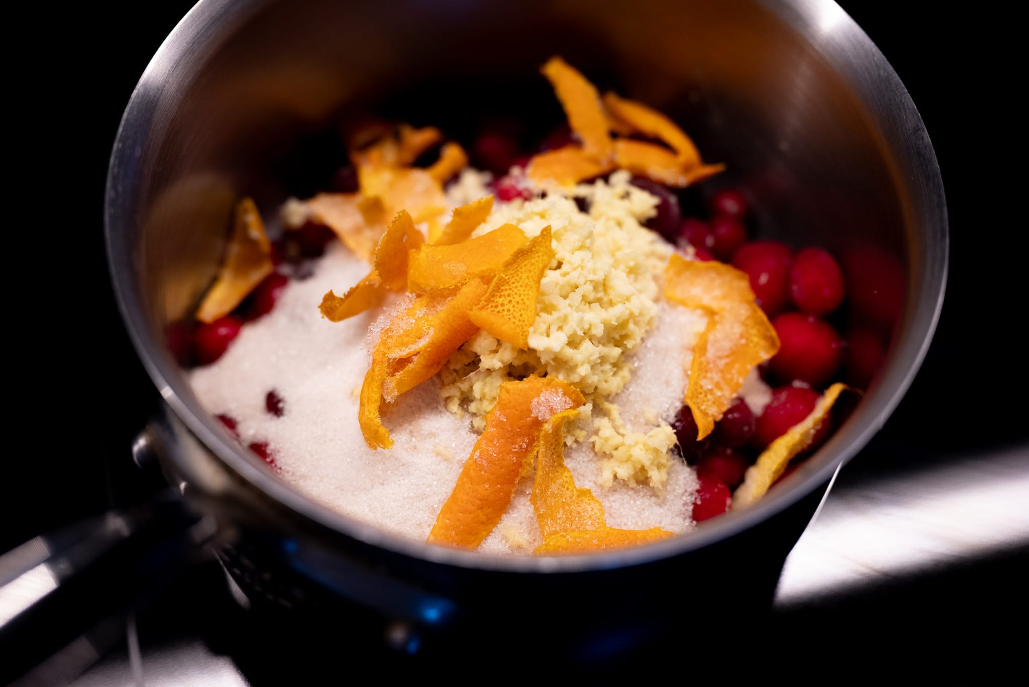 Cranberry sauce in progress