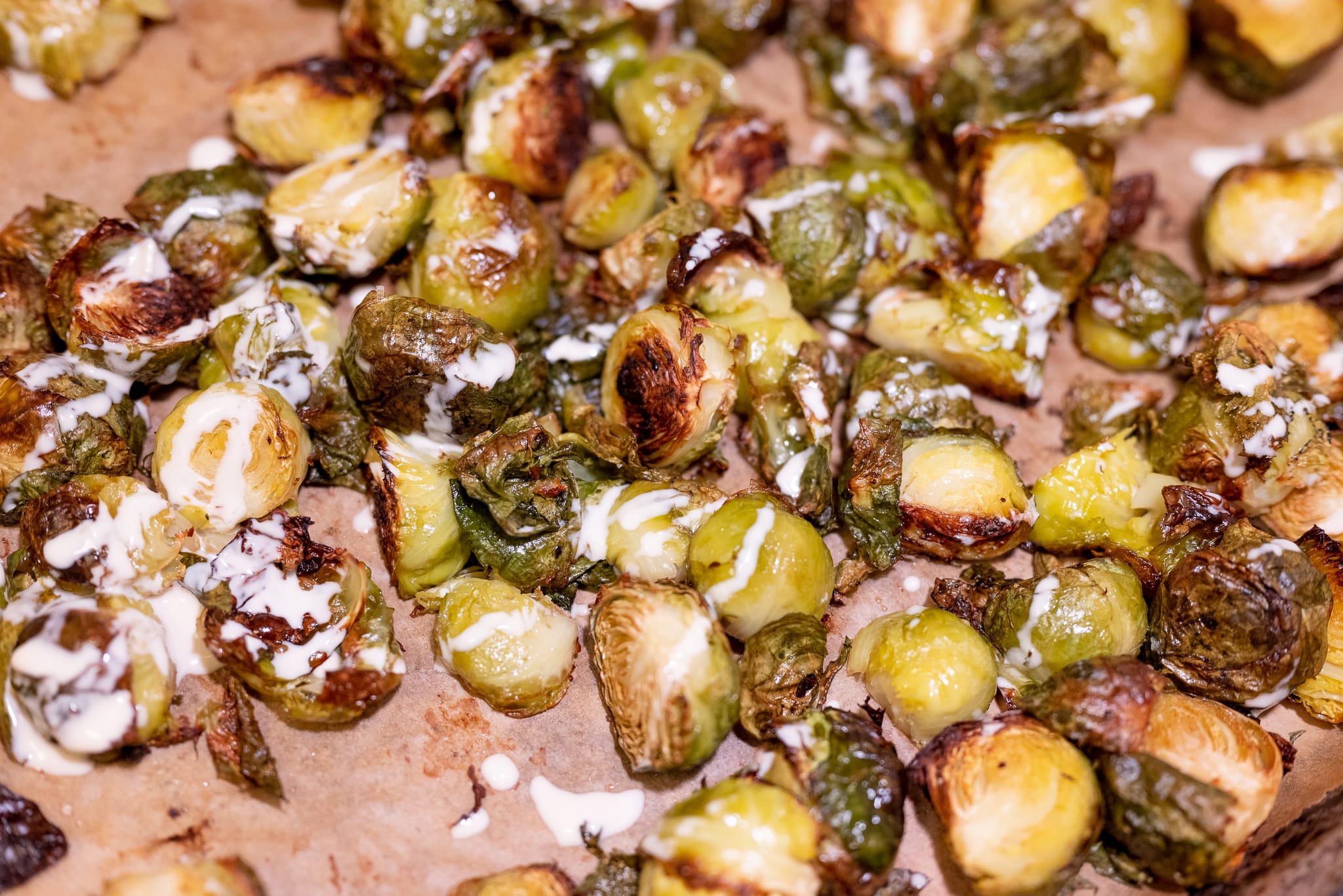 Brussels sprouts with tahini sauce