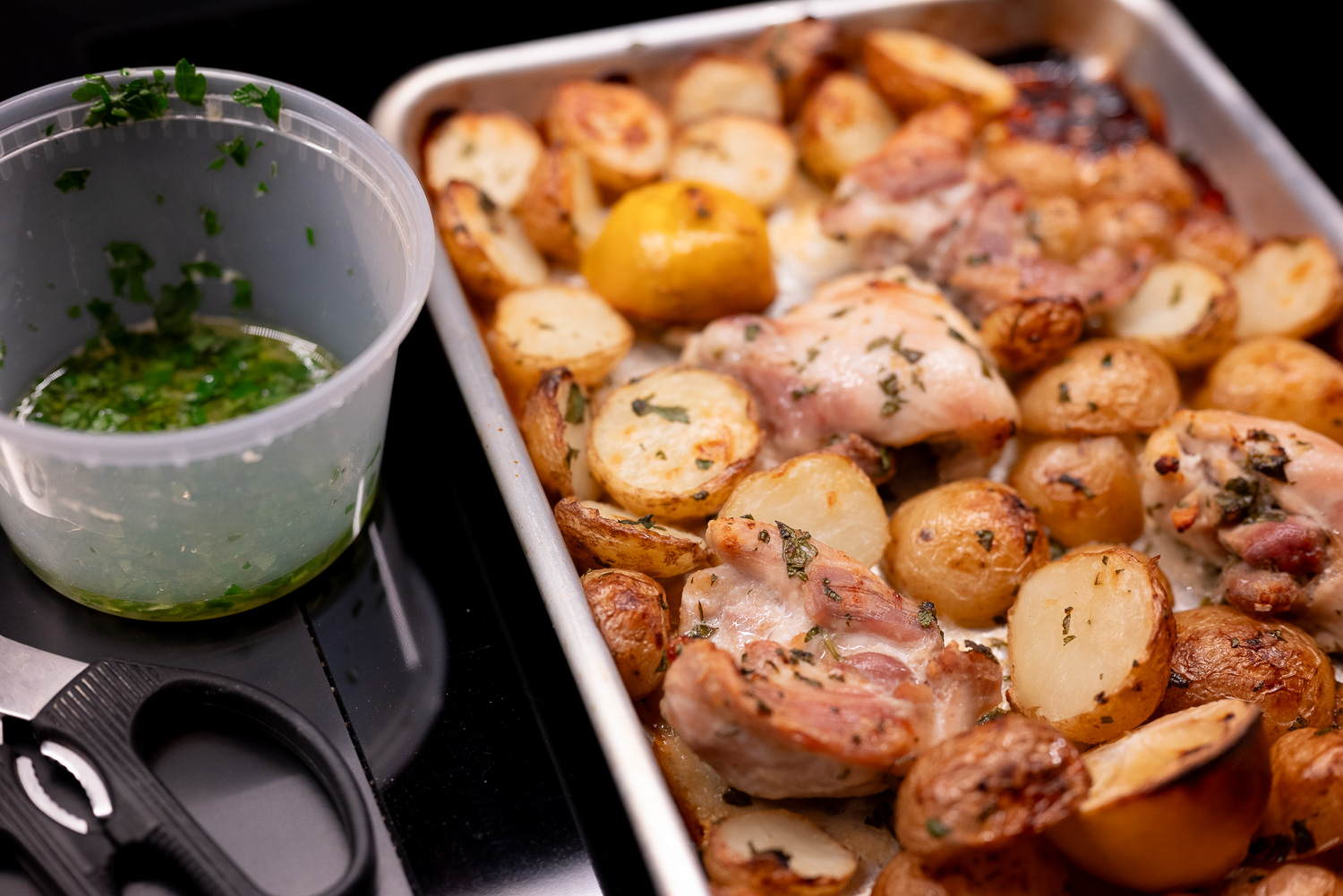 Roast chicken and potatoes