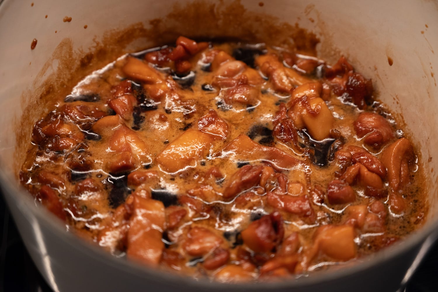 Caramel chicken cooking