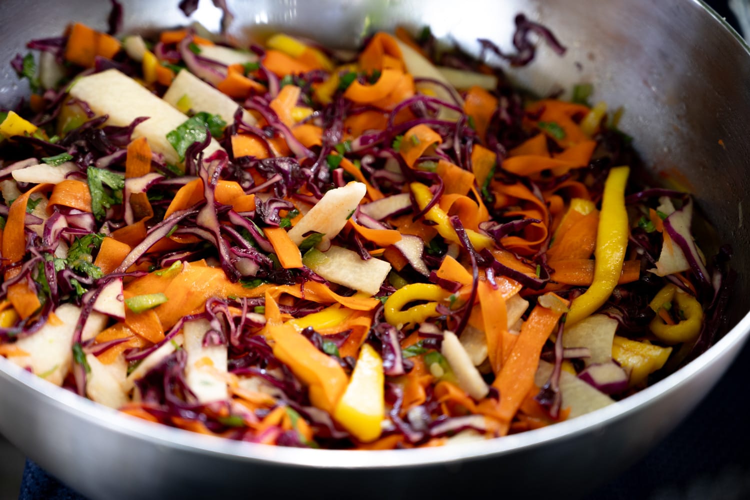 Colorful salad in a large bowl