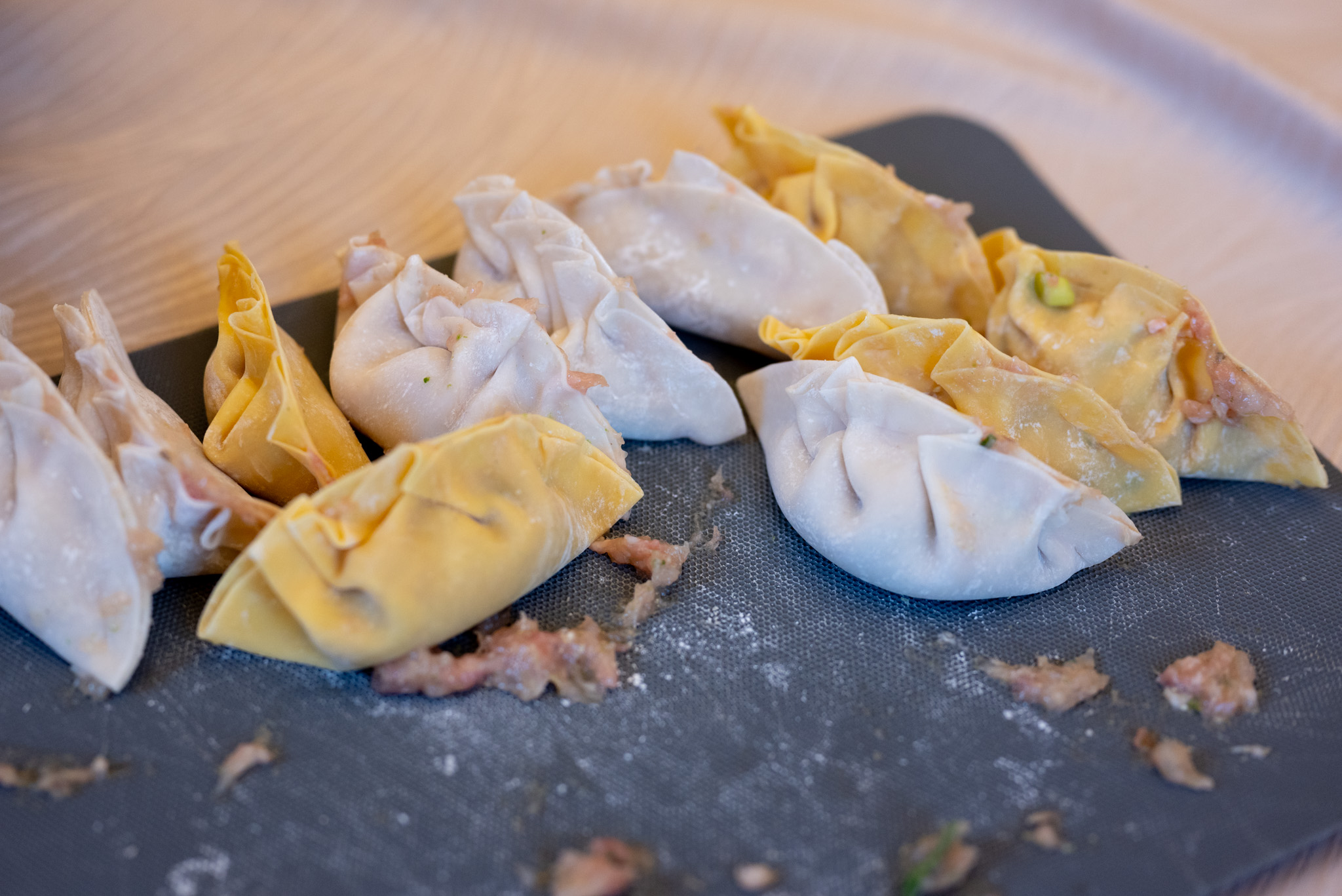 Inexpertly pleated dumplings
