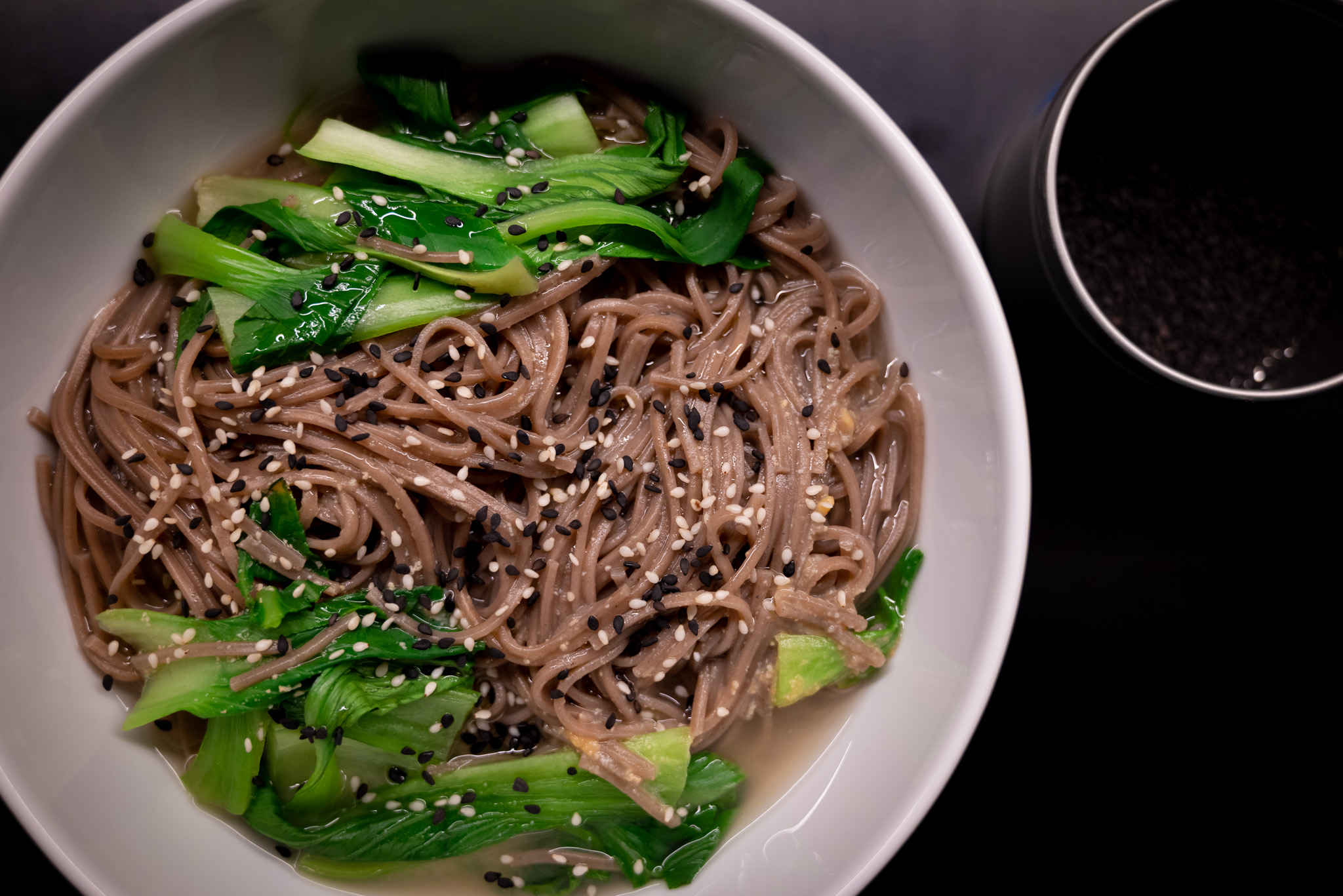 Soba noodles in broth