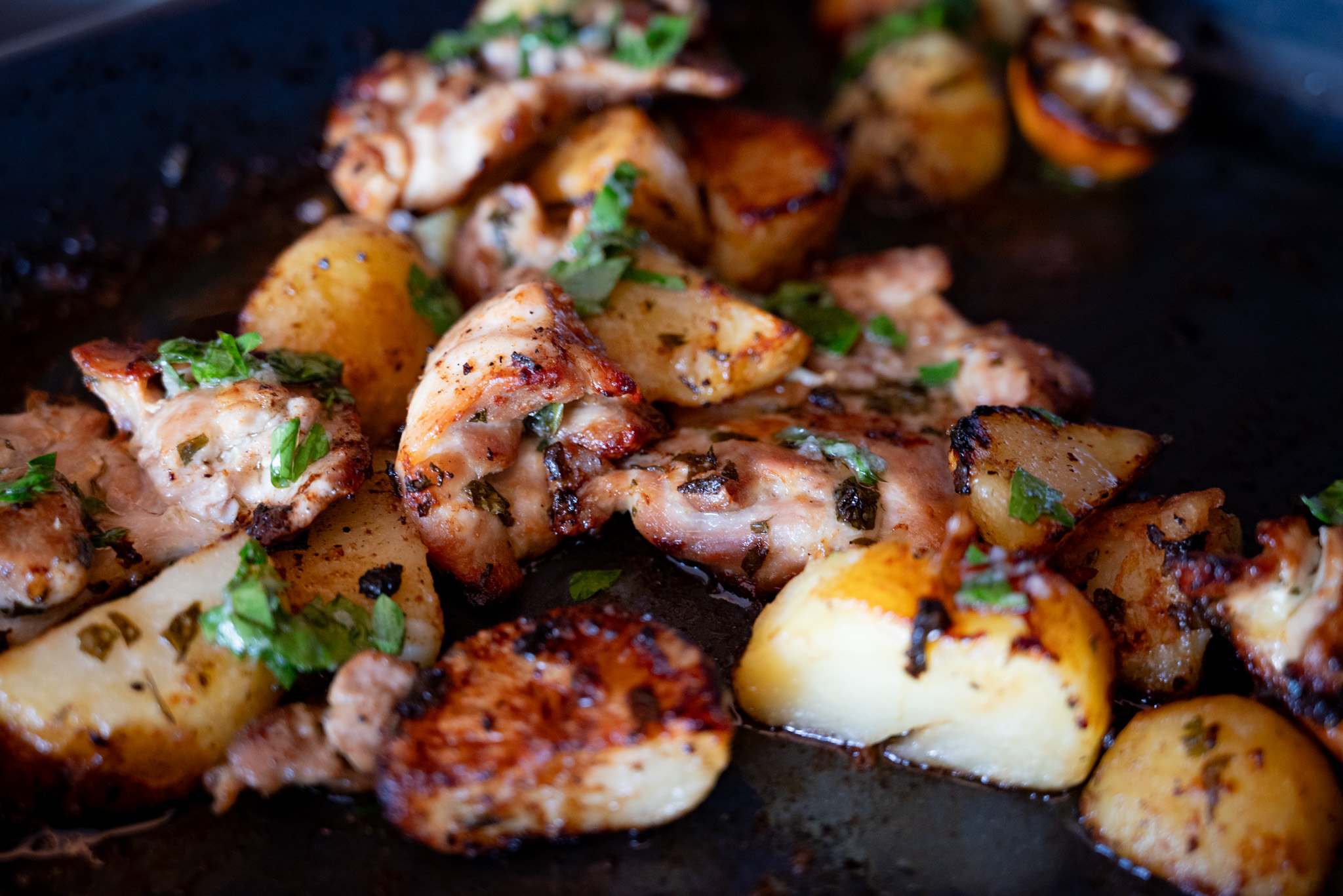 Chicken and potatoes with vinaigrette