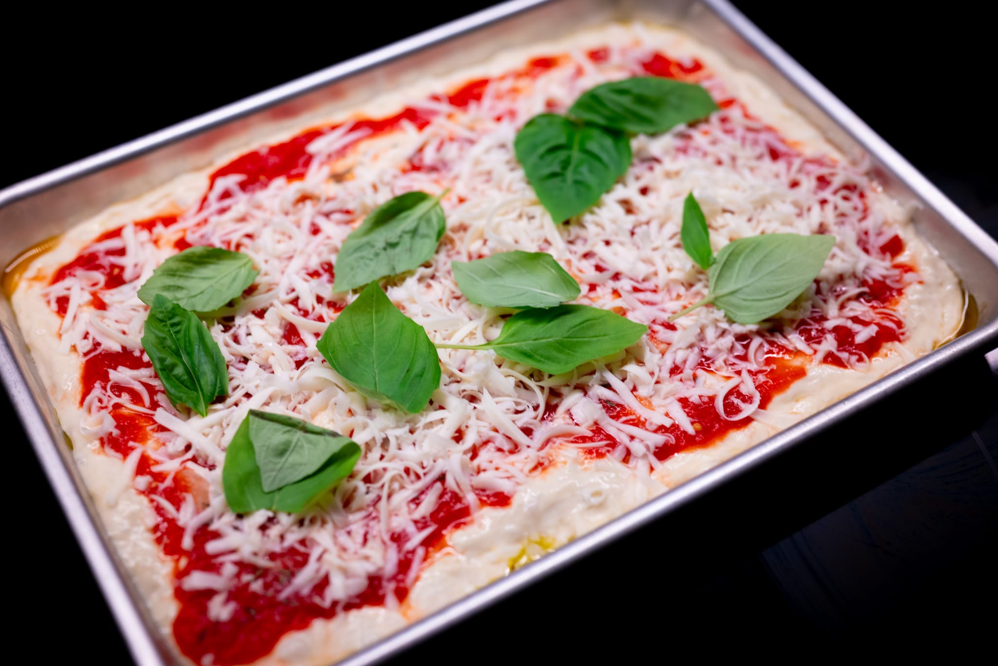 Roman-style pizza with toppings