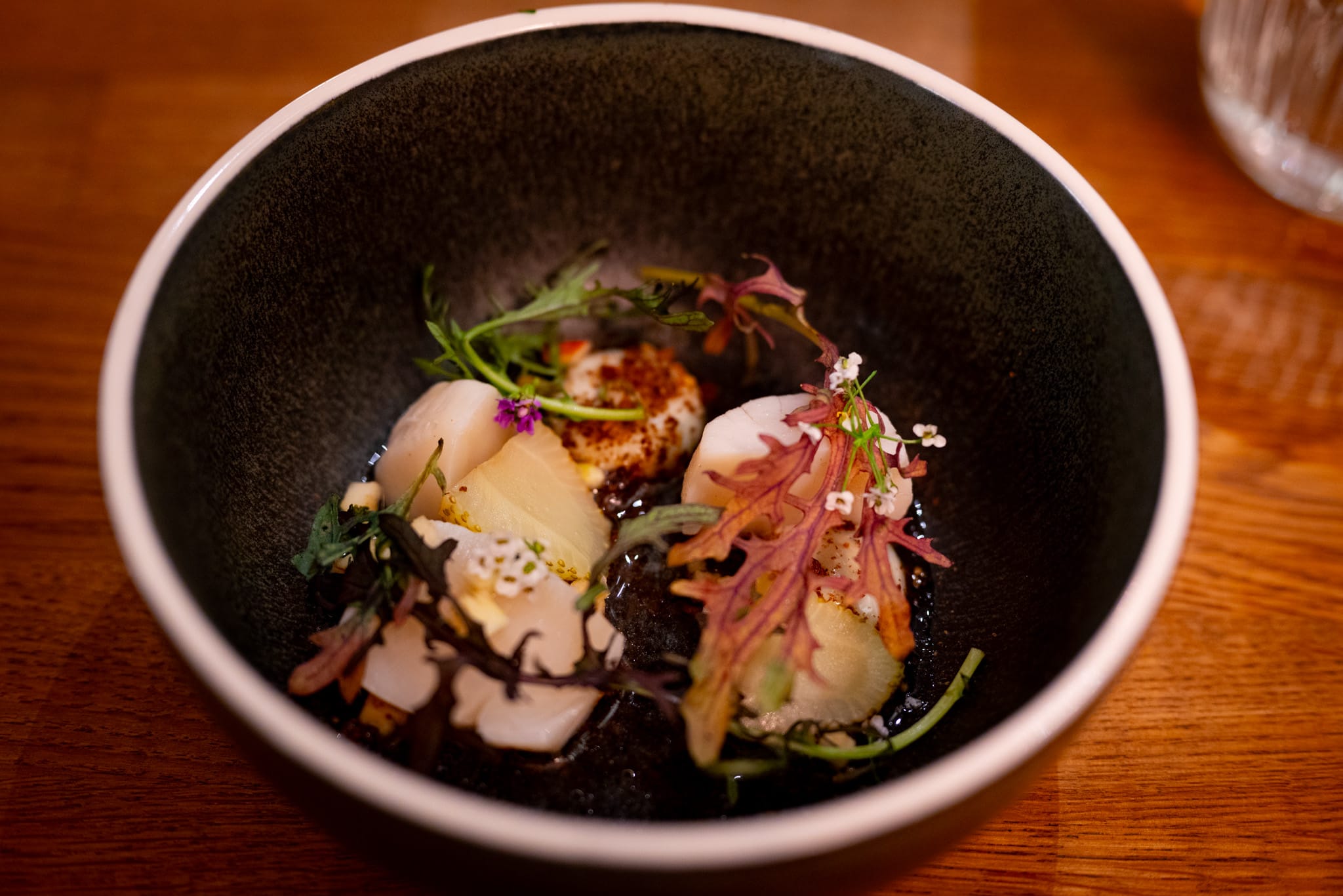 Scallops and white strawberries