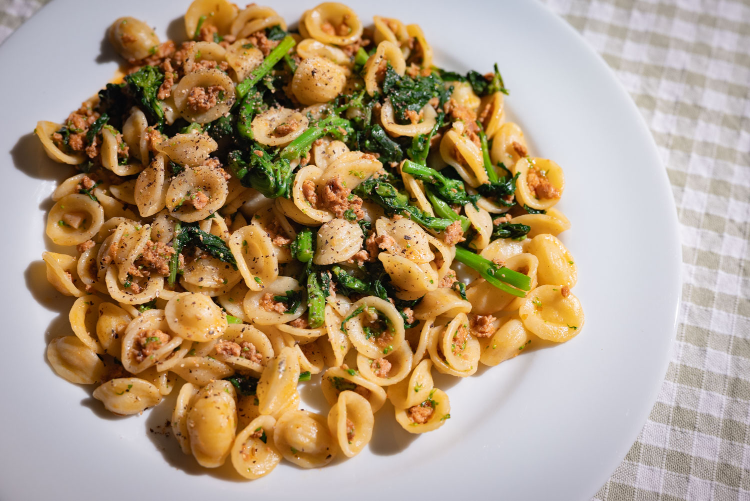 Orecchiette with sausage and broccoli rabe