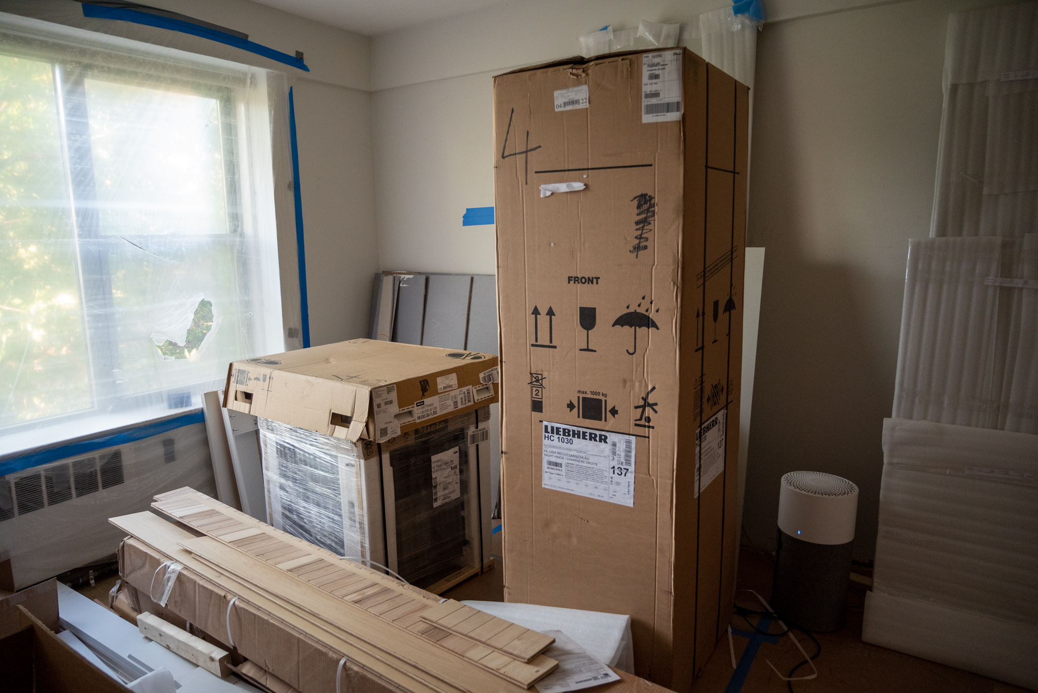 Appliances in their crating