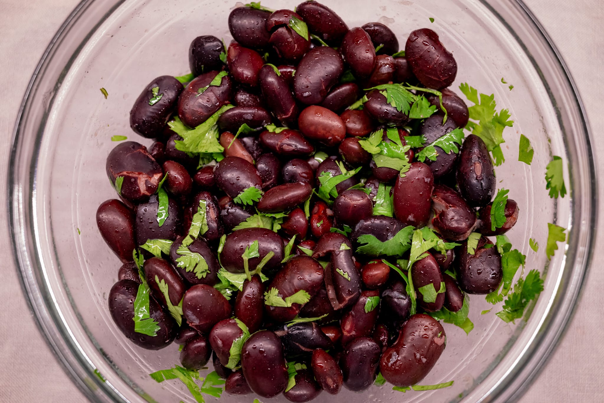 Black beans in a bowl with cilantro