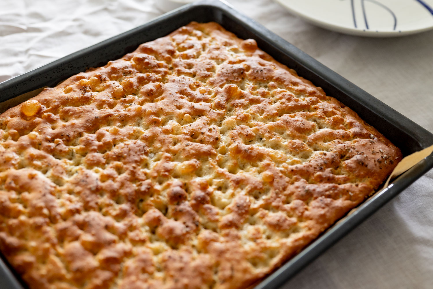 Focaccia in a tray