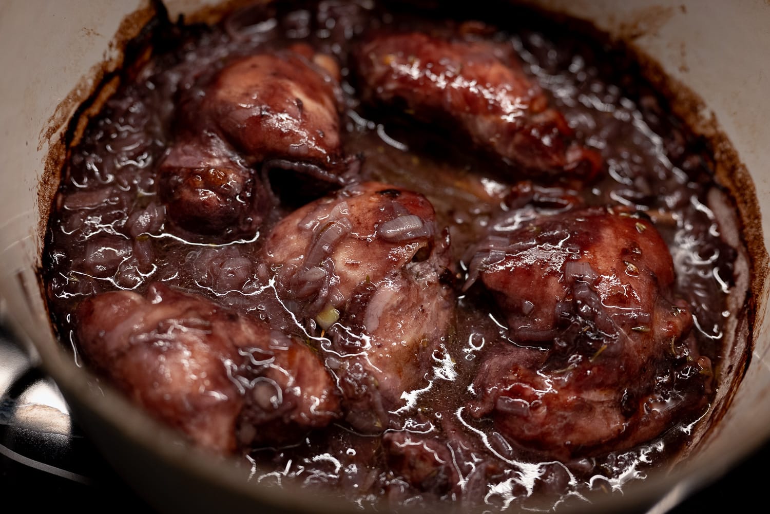 Chicken in red wine