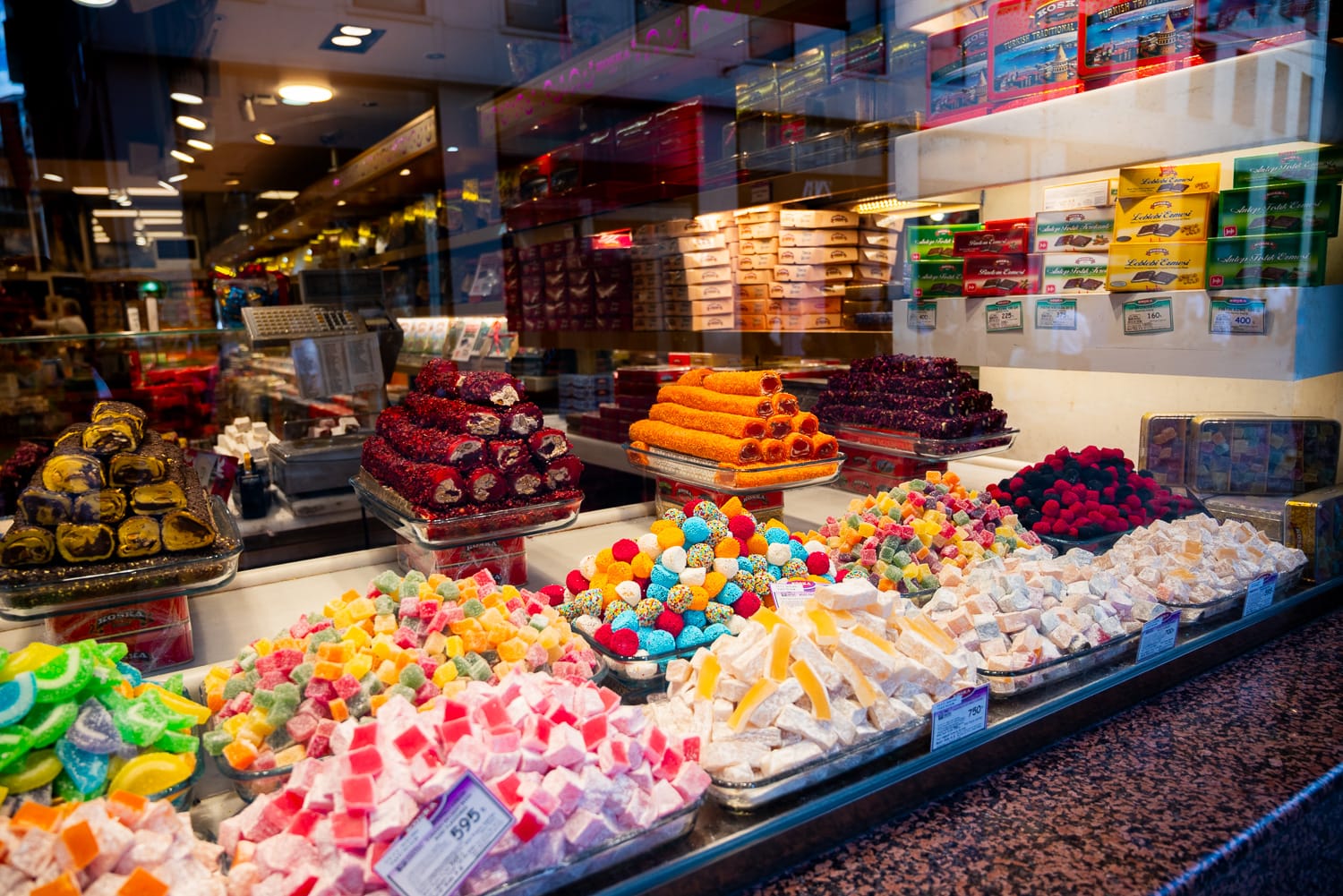 Confectionery in a shop window