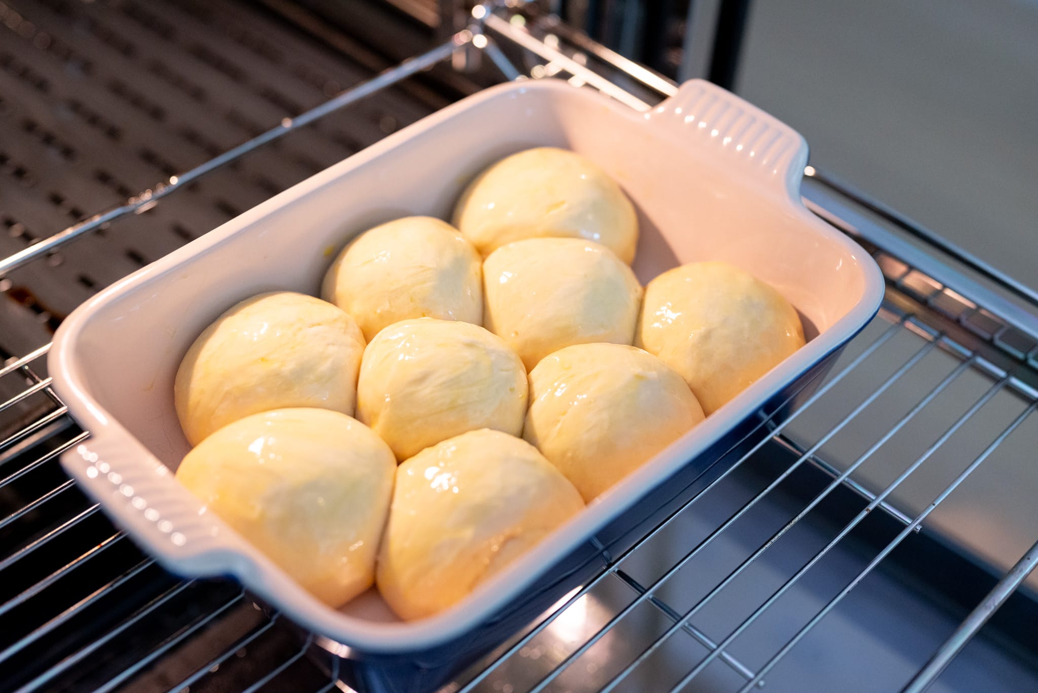 Brioche going into the oven