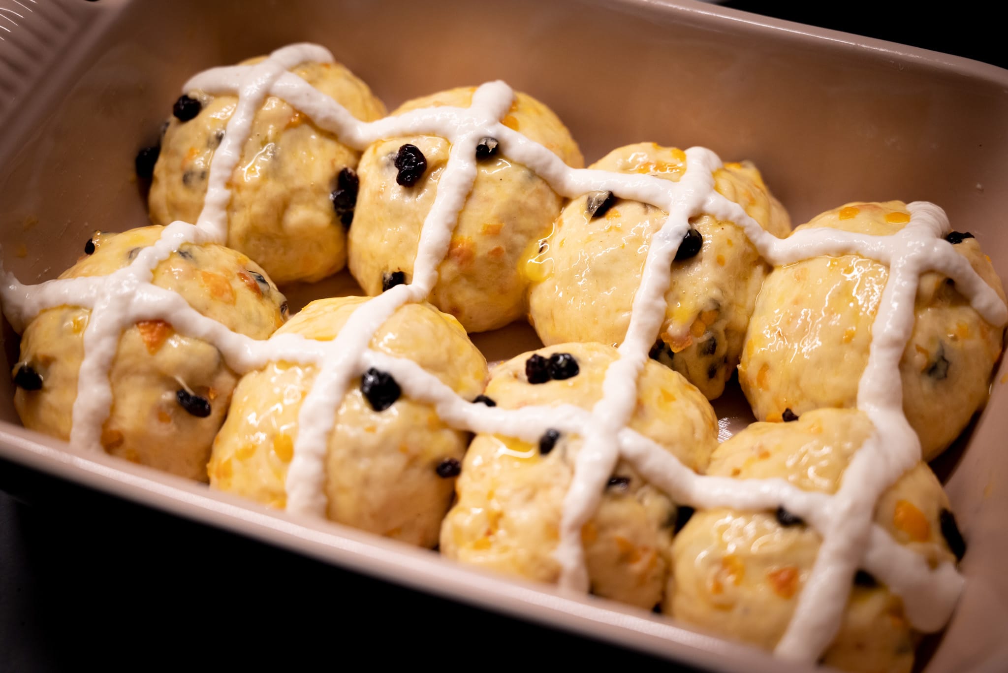 Hot cross buns before baking